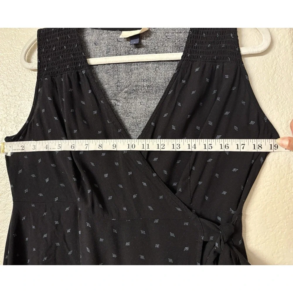 Universal Thread Wrap Dress Black with Blue Diamond Pattern Size Lrg - Picture 9 of 13